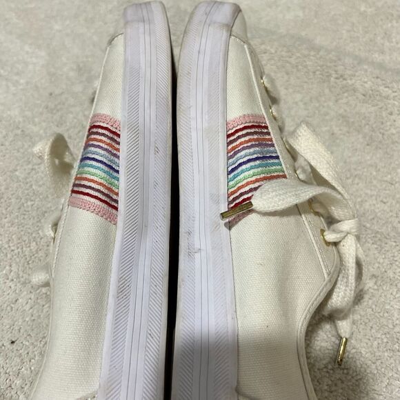 Keds Womens White Kickstart Rainbow Webbing Stripe Sneakers Size 11 Dream Foam - Picture 3 of 13
